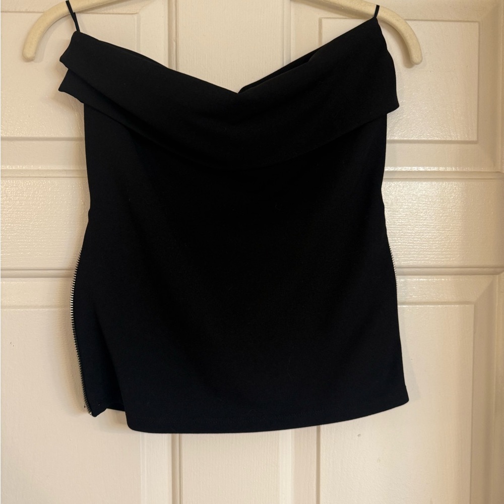 Zara Zipper Black Tube Top